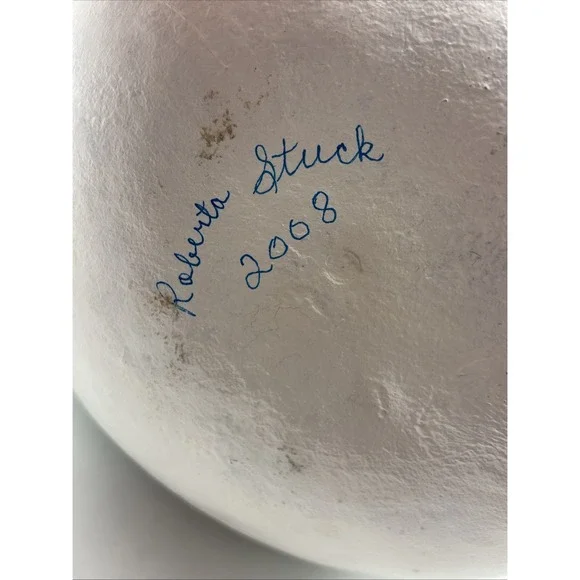 Large Gourd Christmas Snowman Hand Painted Folk Art Signed 16" - Picture 7 of 10